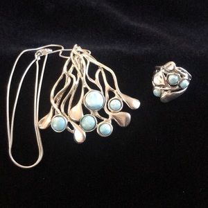 Larimar 925 HG Thailand necklace and ring